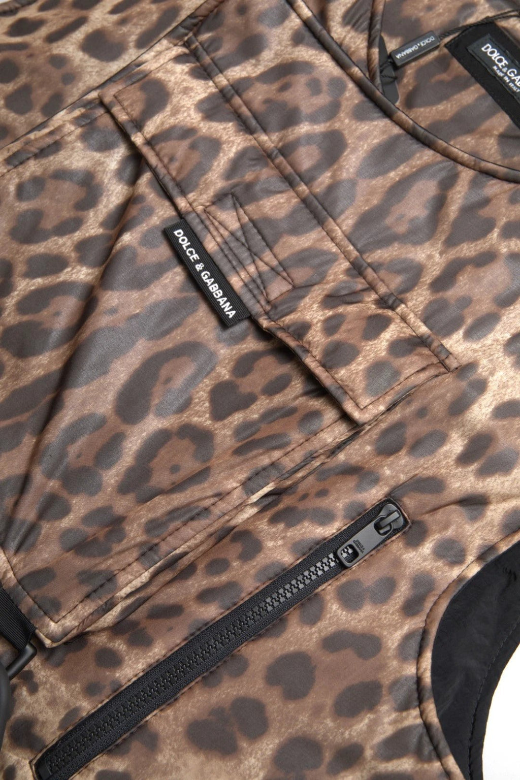 Dolce & Gabbana Brown Leopard Silk Sleeveless Sportswear by Dolce & Gabbana