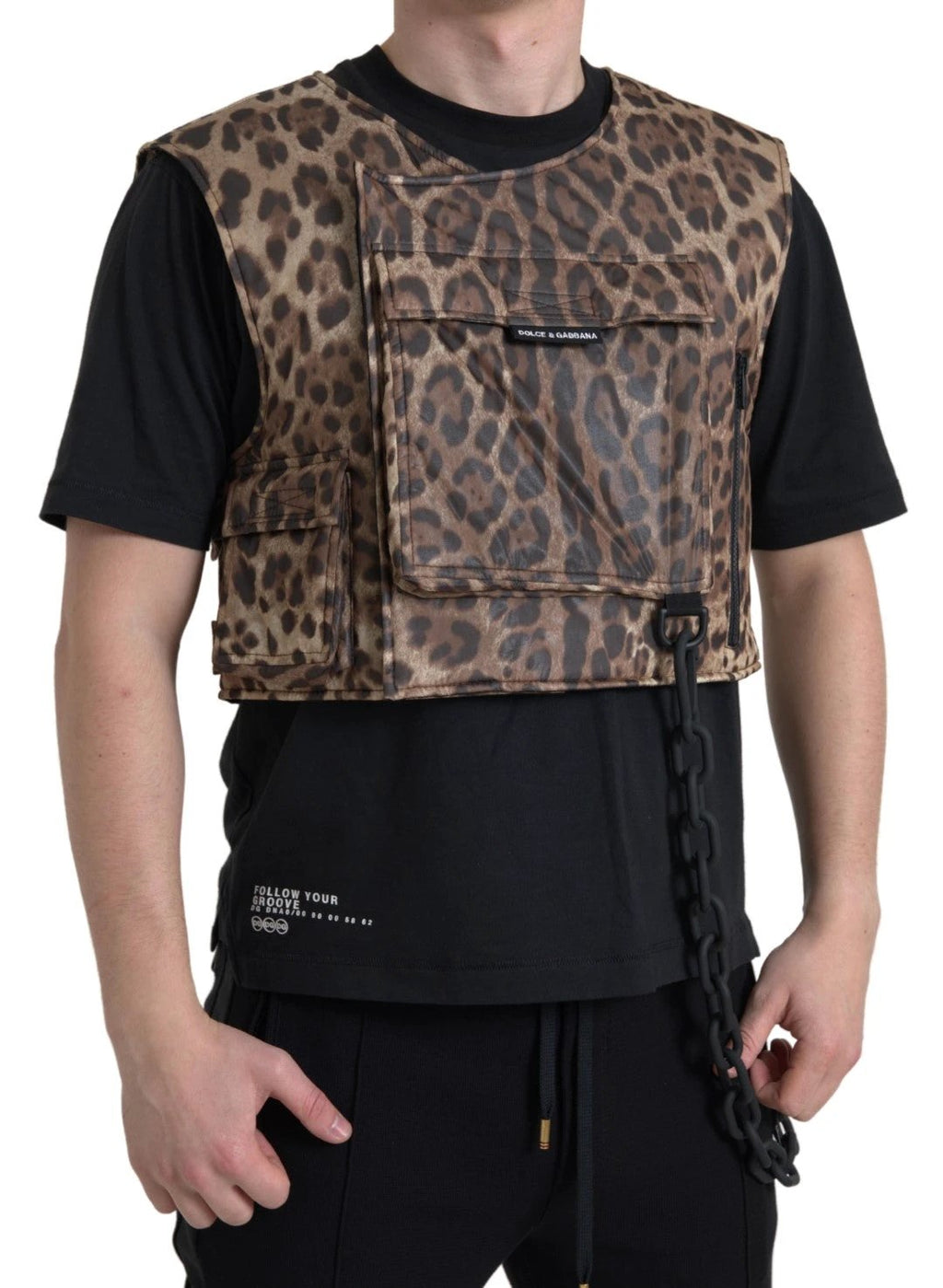 Dolce & Gabbana Brown Leopard Silk Sleeveless Sportswear by Dolce & Gabbana