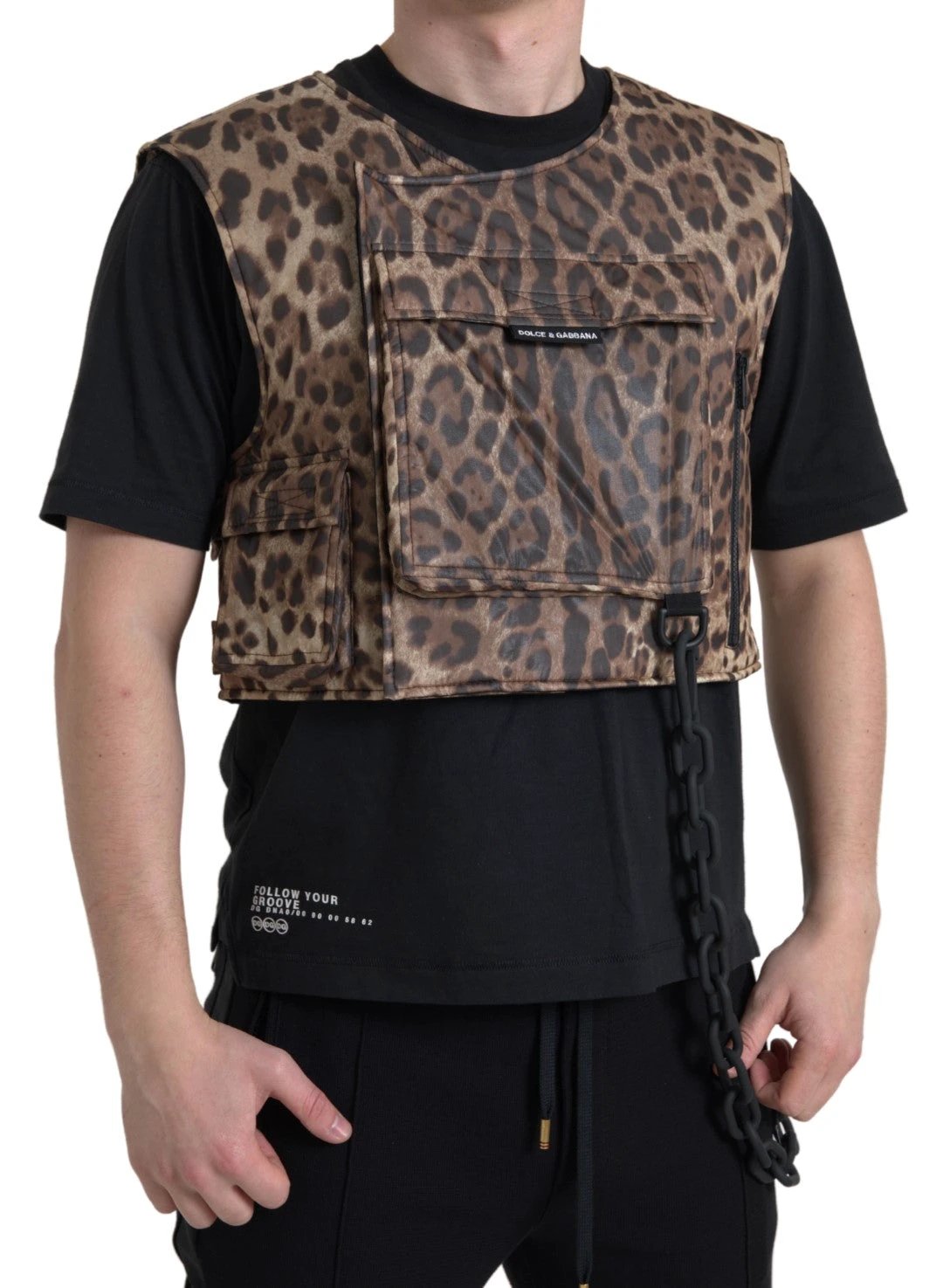 Dolce & Gabbana Brown Leopard Silk Sleeveless Sportswear by Dolce & Gabbana