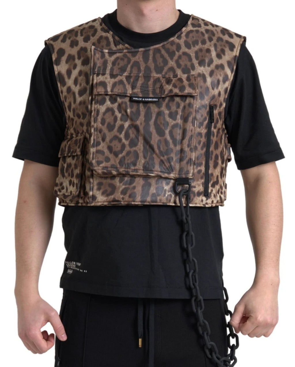 Dolce & Gabbana Brown Leopard Silk Sleeveless Sportswear by Dolce & Gabbana