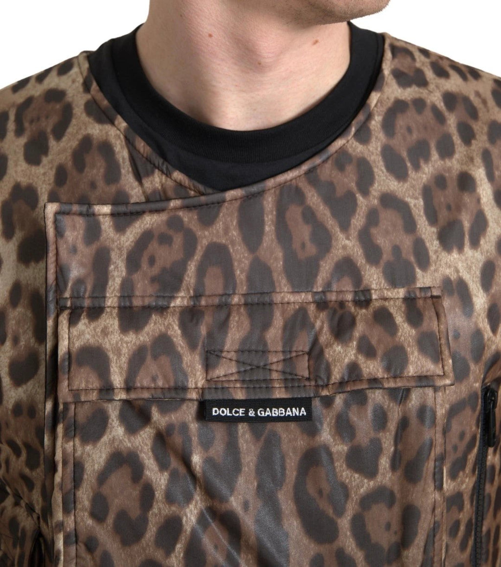 Dolce & Gabbana Brown Leopard Silk Sleeveless Sportswear by Dolce & Gabbana