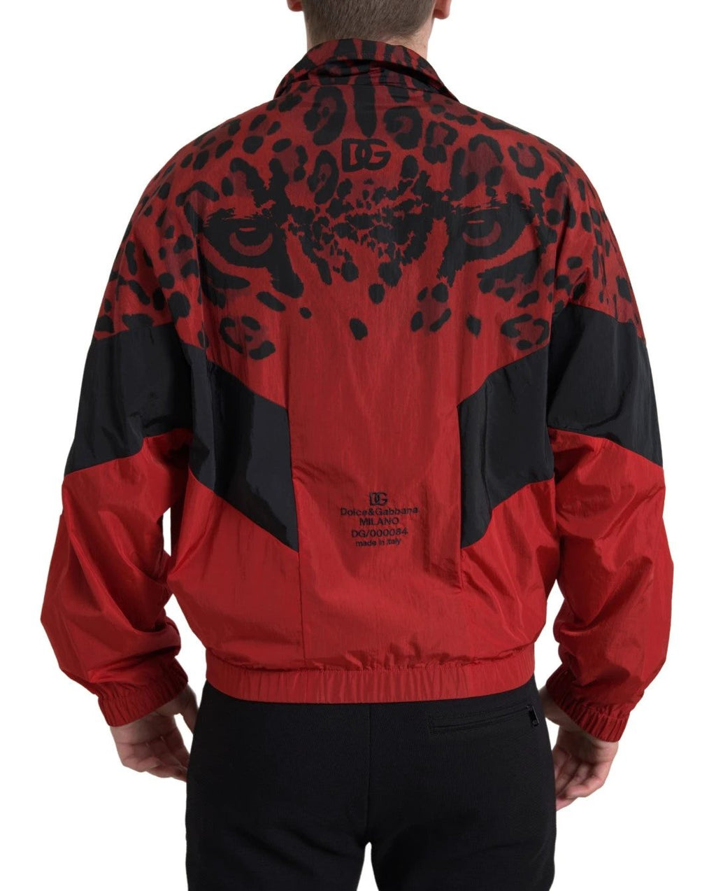 Dolce & Gabbana Red Leopard Nylon Full Zip Sweater by Dolce & Gabbana