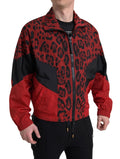 Dolce & Gabbana Red Leopard Nylon Full Zip Sweater by Dolce & Gabbana