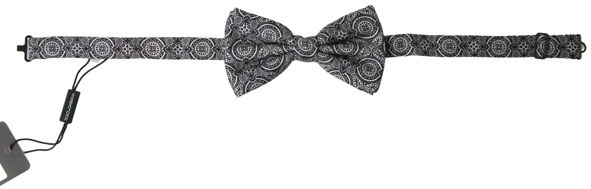 Dolce & Gabbana Black White Pattern Adjustable Neck Papillon Bow Tie by Dolce & Gabbana