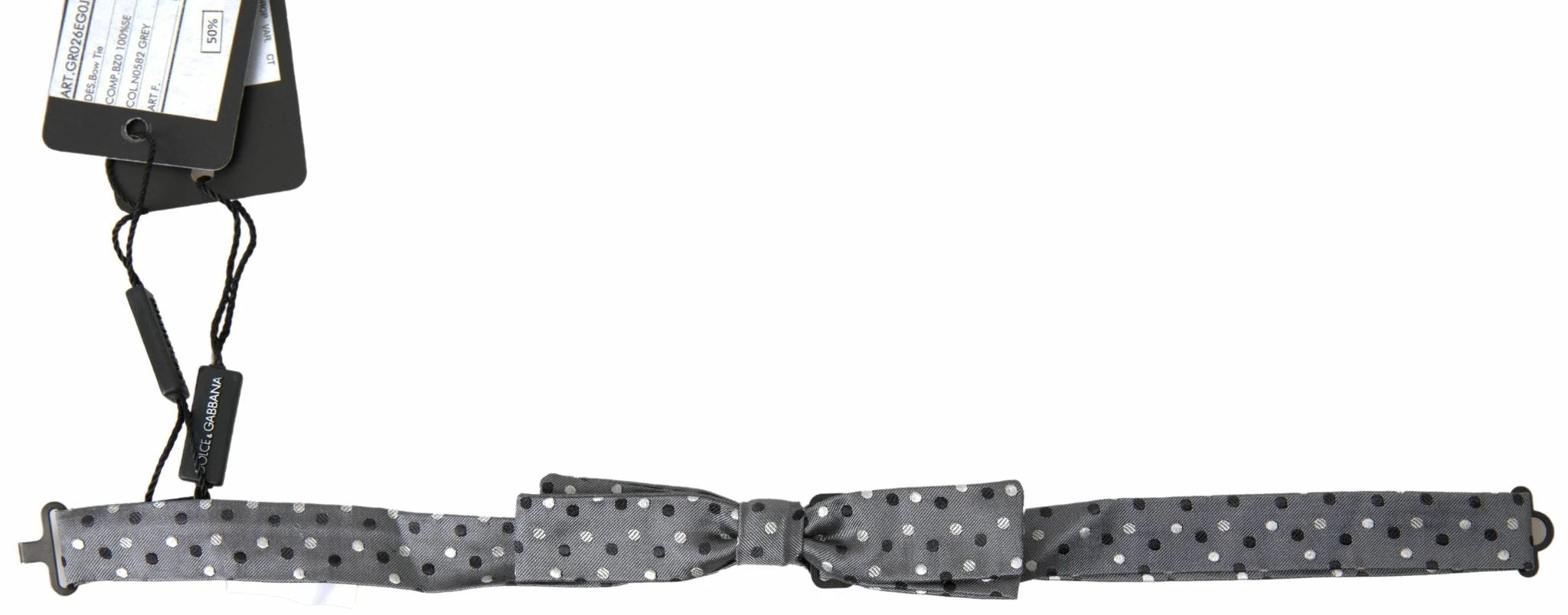 Dolce & Gabbana Gray Polka Dot Silk Adjustable Men Neck Papillon Bow Tie by Dolce & Gabbana
