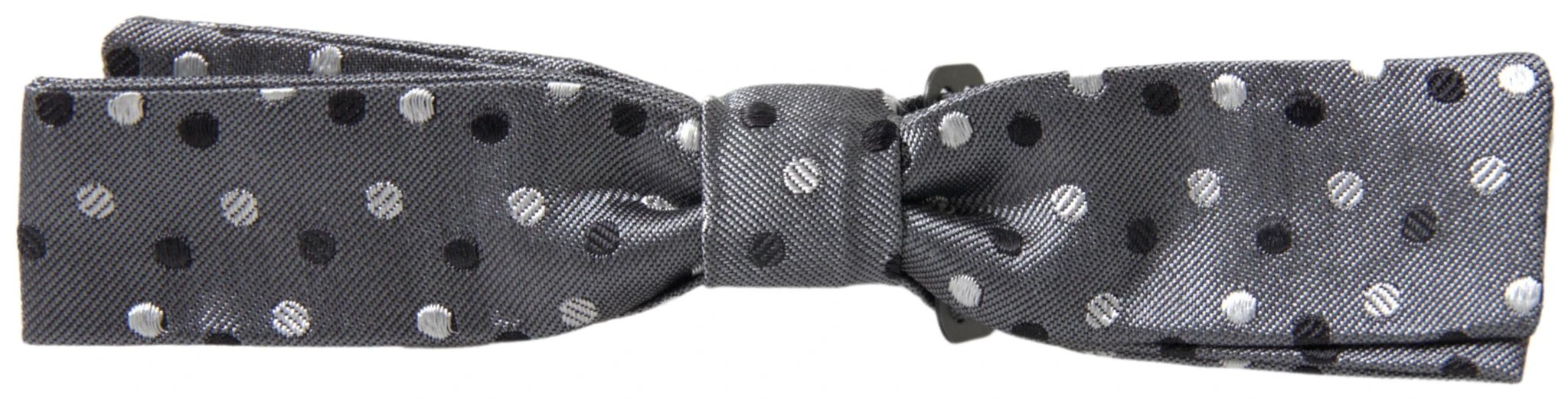 Dolce & Gabbana Gray Polka Dot Silk Adjustable Men Neck Papillon Bow Tie by Dolce & Gabbana