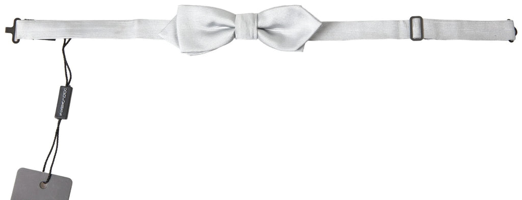 Dolce & Gabbana Gray Silk Adjustable Men Neck Papillon Bow Tie by Dolce & Gabbana