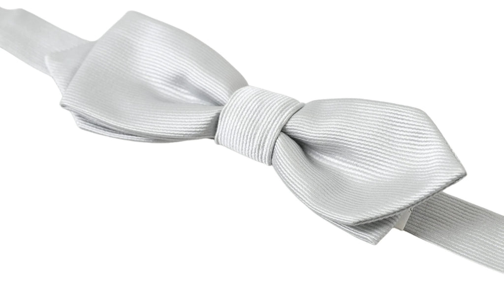 Dolce & Gabbana Gray Silk Adjustable Men Neck Papillon Bow Tie by Dolce & Gabbana