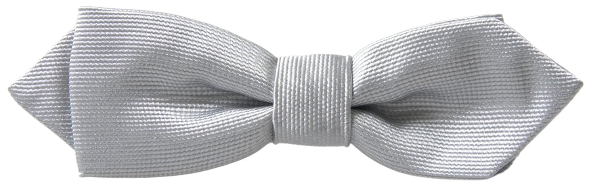 Dolce & Gabbana Gray Silk Adjustable Men Neck Papillon Bow Tie by Dolce & Gabbana