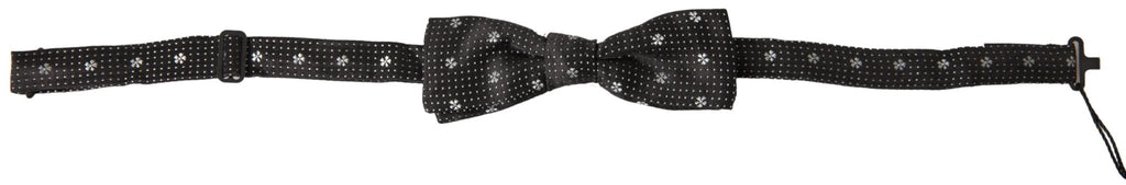 Dolce & Gabbana Black Patterned Silk Adjustable Men Neck Papillon Bow Tie by Dolce & Gabbana