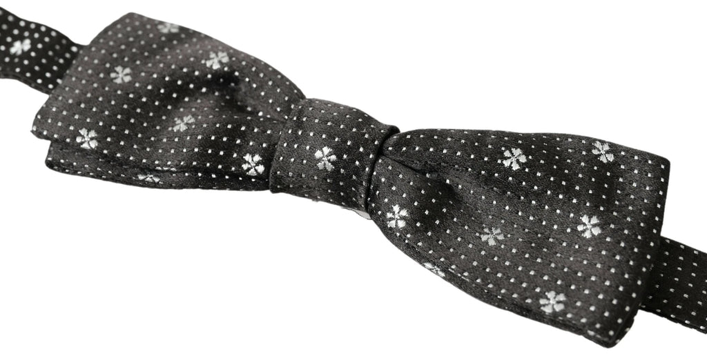 Dolce & Gabbana Black Patterned Silk Adjustable Men Neck Papillon Bow Tie by Dolce & Gabbana