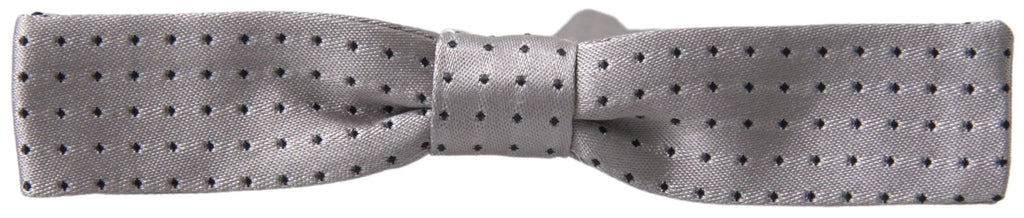 Dolce & Gabbana Gray Dotted Silk Adjustable Men Neck Papillon Bow Tie by Dolce & Gabbana