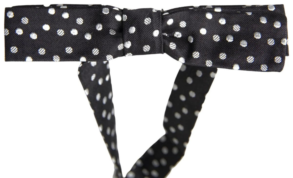 Dolce & Gabbana Black Polka Dot Silk Adjustable Men Neck Papillon Bow Tie by Dolce & Gabbana