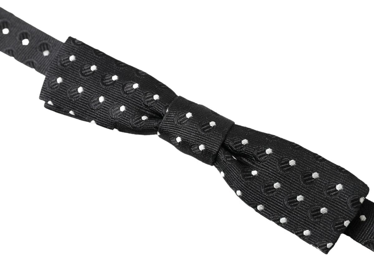 Dolce & Gabbana Black Polka Dot Silk Adjustable Men Neck Papillon Bow Tie by Dolce & Gabbana