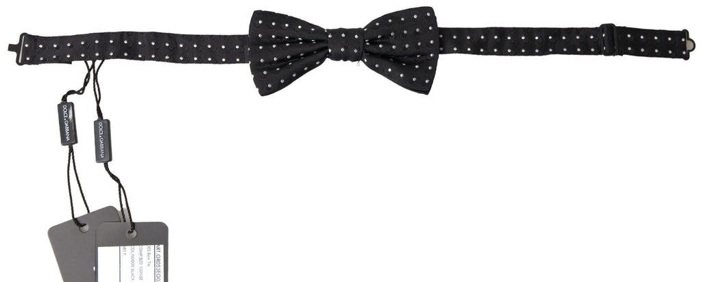 Dolce & Gabbana Black Polka Dot Silk Adjustable Men Neck Papillon Bow Tie by Dolce & Gabbana