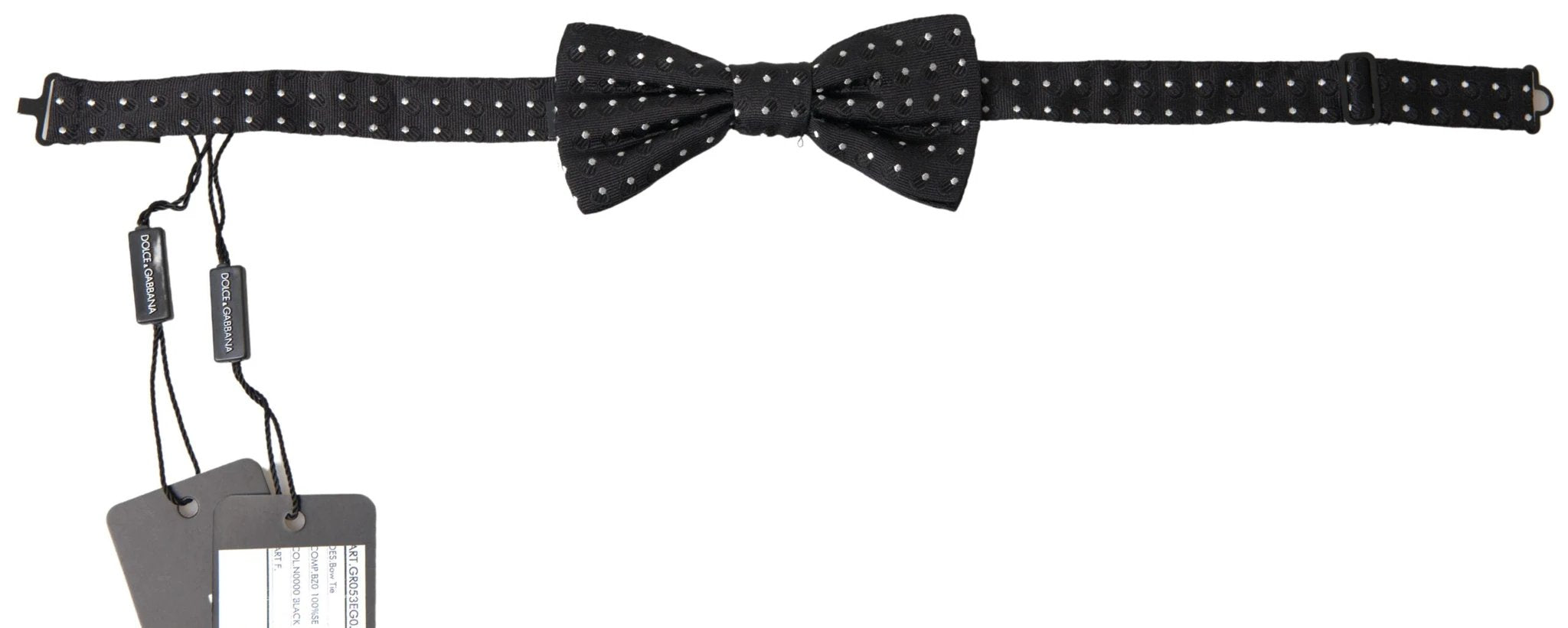 Dolce & Gabbana Black Polka Dot Silk Adjustable Men Neck Papillon Bow Tie by Dolce & Gabbana