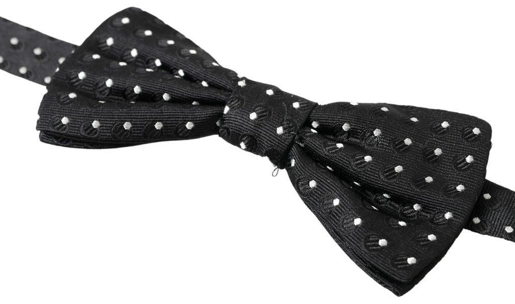 Dolce & Gabbana Black Polka Dot Silk Adjustable Men Neck Papillon Bow Tie by Dolce & Gabbana