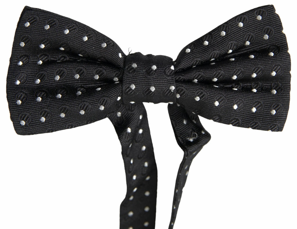 Dolce & Gabbana Black Polka Dot Silk Adjustable Men Neck Papillon Bow Tie by Dolce & Gabbana