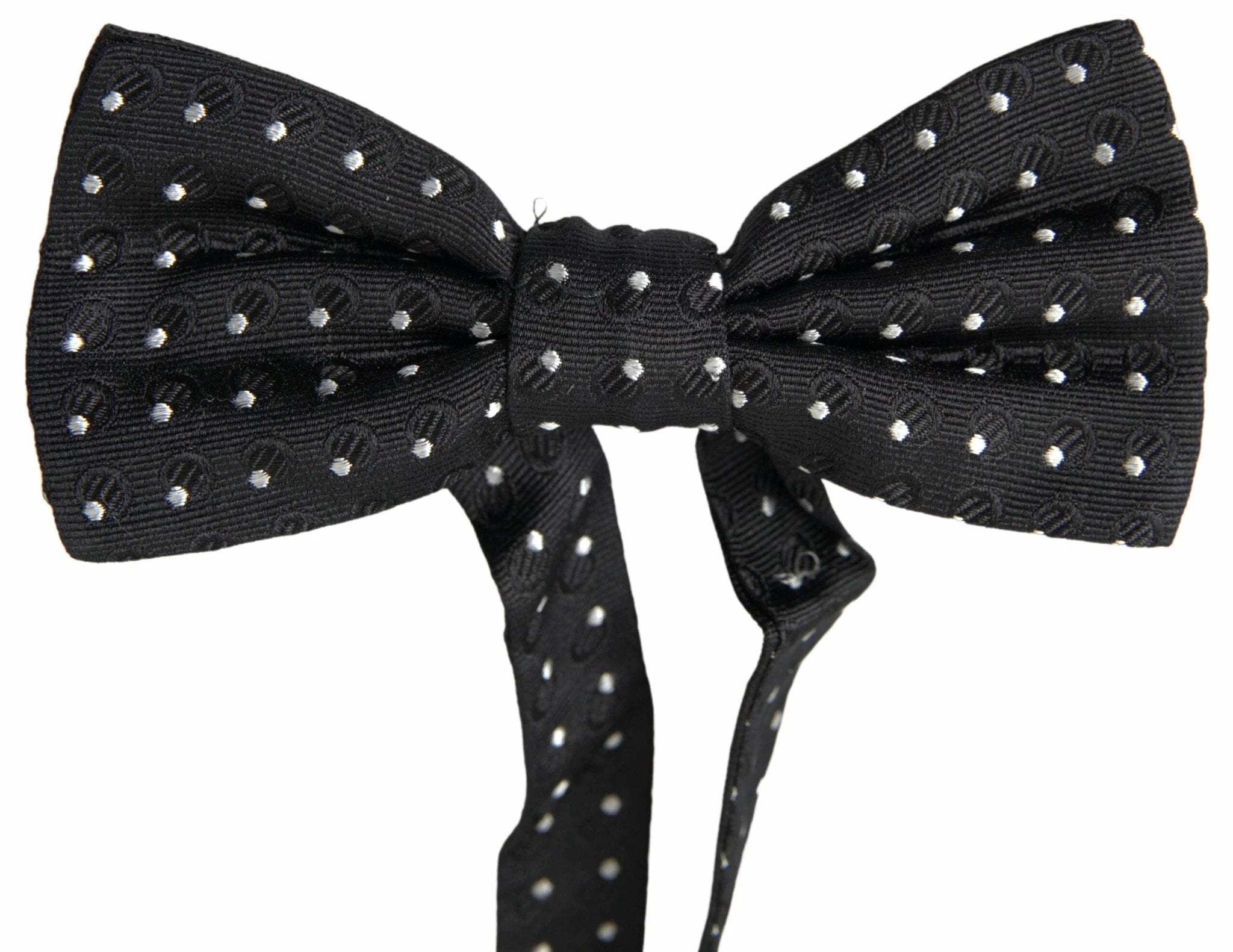 Dolce & Gabbana Black Polka Dot Silk Adjustable Men Neck Papillon Bow Tie by Dolce & Gabbana