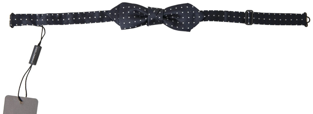 Dolce & Gabbana Blue Polka Dot Silk Adjustable Men Neck Papillon Bow Tie by Dolce & Gabbana