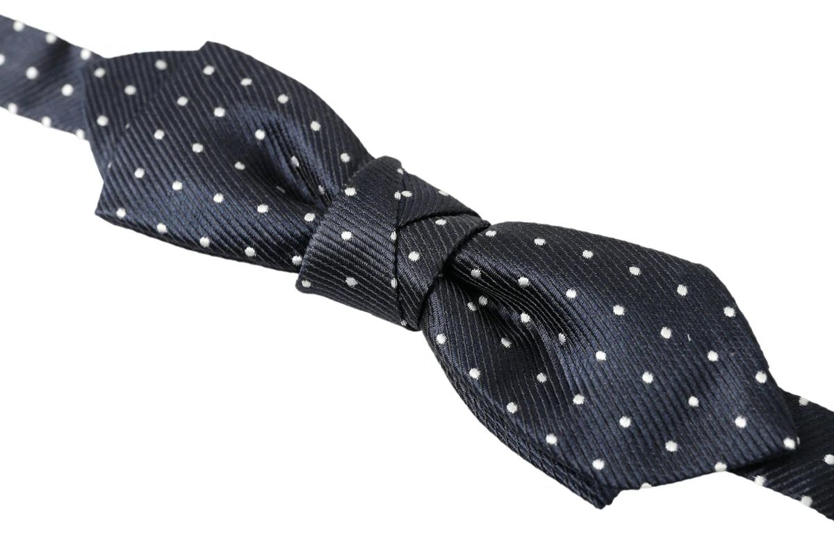 Dolce & Gabbana Blue Polka Dot Silk Adjustable Men Neck Papillon Bow Tie by Dolce & Gabbana