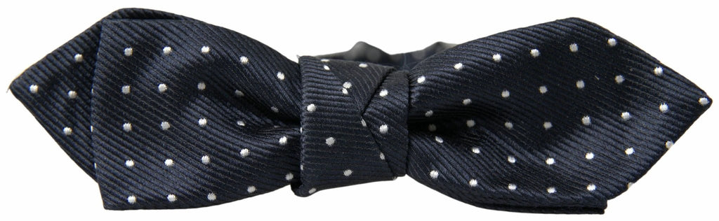 Dolce & Gabbana Blue Polka Dot Silk Adjustable Men Neck Papillon Bow Tie by Dolce & Gabbana