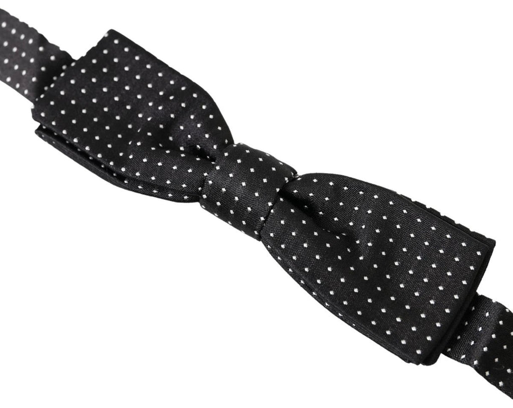 Dolce & Gabbana Black Polka Dot Silk Adjustable Men Neck Papillon Bow Tie by Dolce & Gabbana