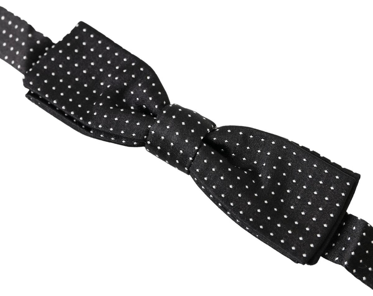 Dolce & Gabbana Black Polka Dot Silk Adjustable Men Neck Papillon Bow Tie by Dolce & Gabbana