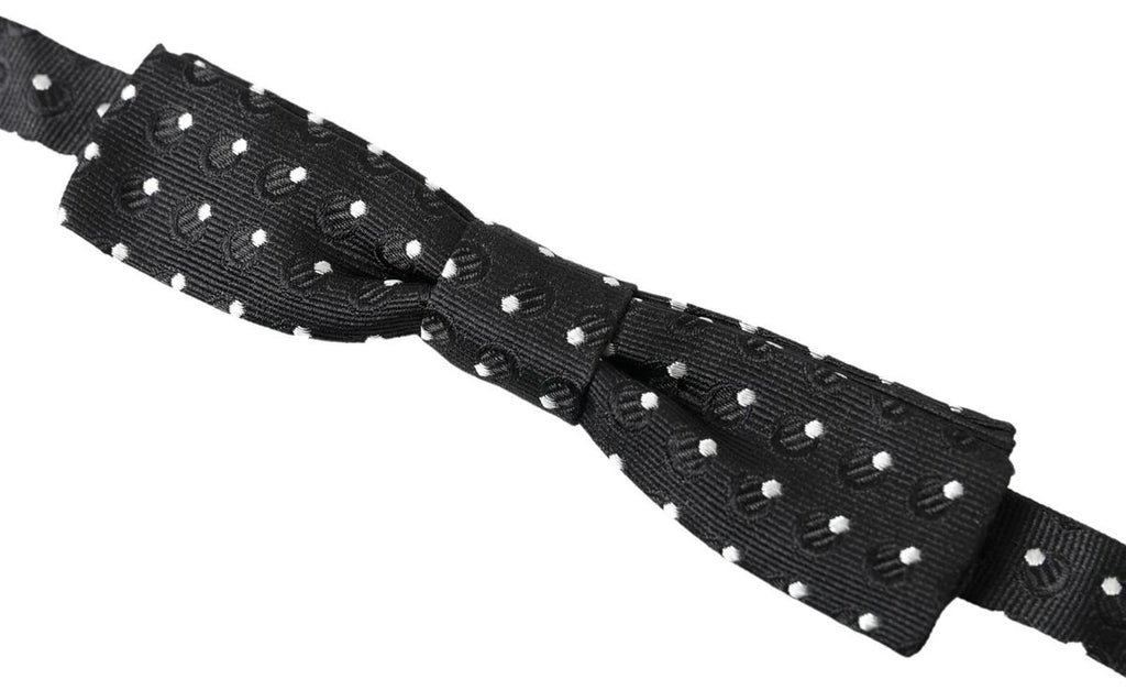 Dolce & Gabbana Black Polka Dot Silk Adjustable Men Neck Papillon Bow Tie by Dolce & Gabbana