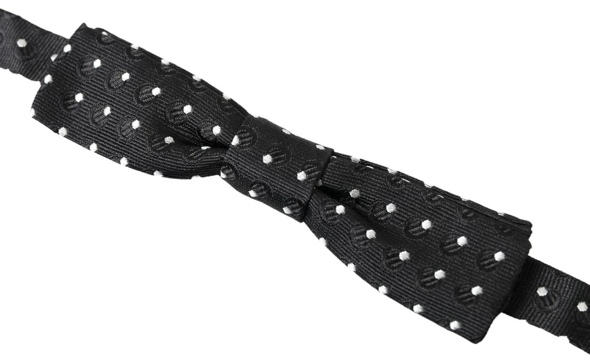 Dolce & Gabbana Black Polka Dot Silk Adjustable Men Neck Papillon Bow Tie by Dolce & Gabbana