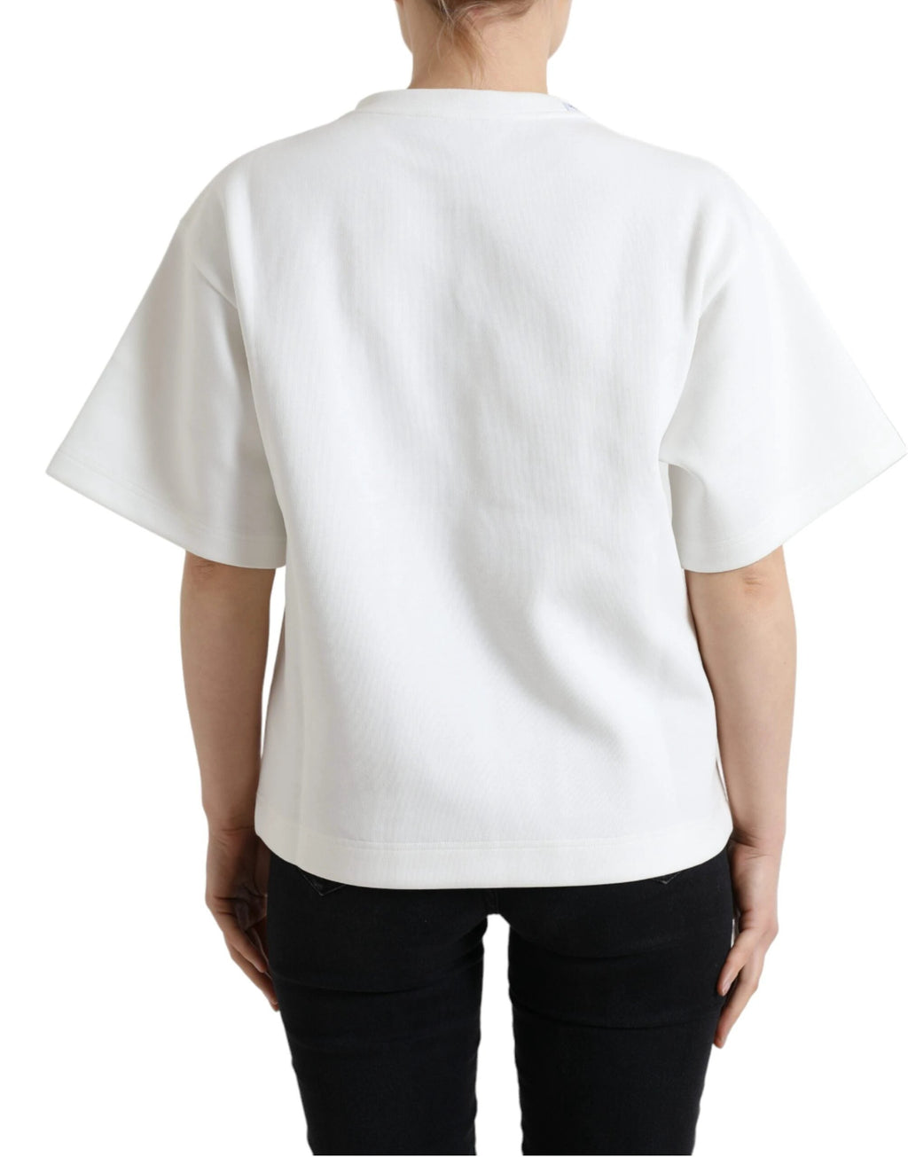 Dolce & Gabbana T-shirt White Cotton Stretch Black HOT Crystal by Dolce & Gabbana