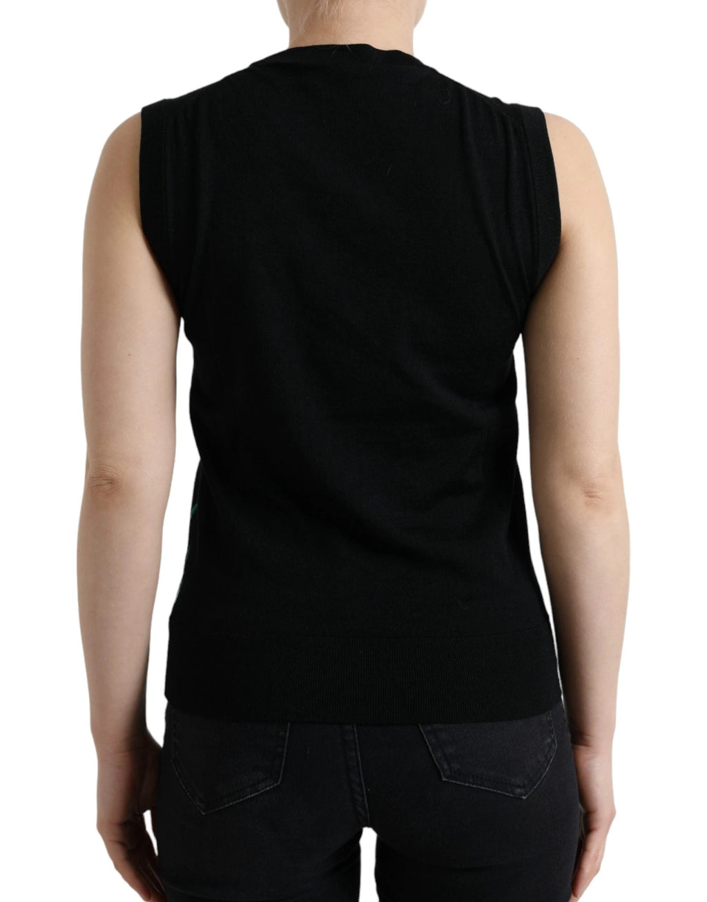 Dolce & Gabbana Black Bird Wool Knit Sleeveless Tank T-shirt by Dolce & Gabbana