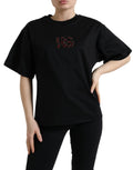 Dolce & Gabbana Black Cotton DG Crystal Crewneck Tee T-shirt by Dolce & Gabbana
