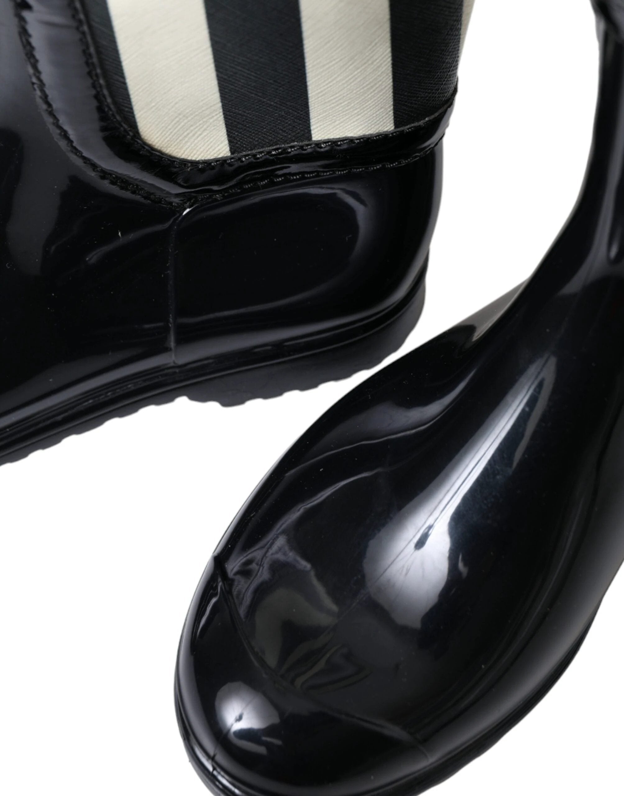 Dolce & Gabbana Black Rubber Knee High Flat Boots Shoes by Dolce & Gabbana