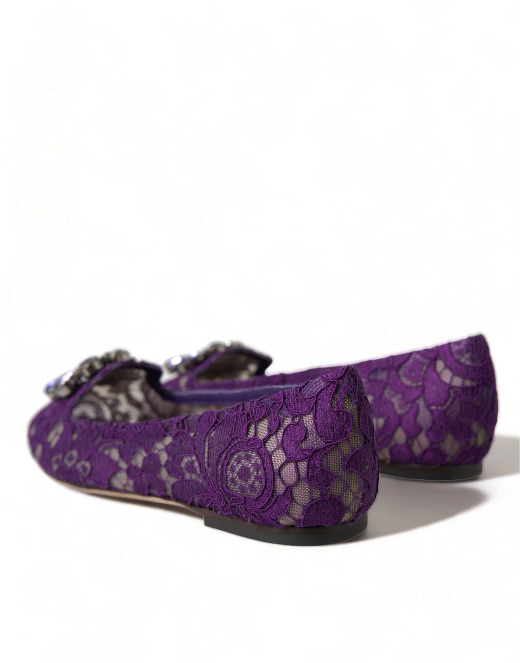 Dolce & Gabbana Purple Vally Taormina Lace Crystals Flats Shoes by Dolce & Gabbana
