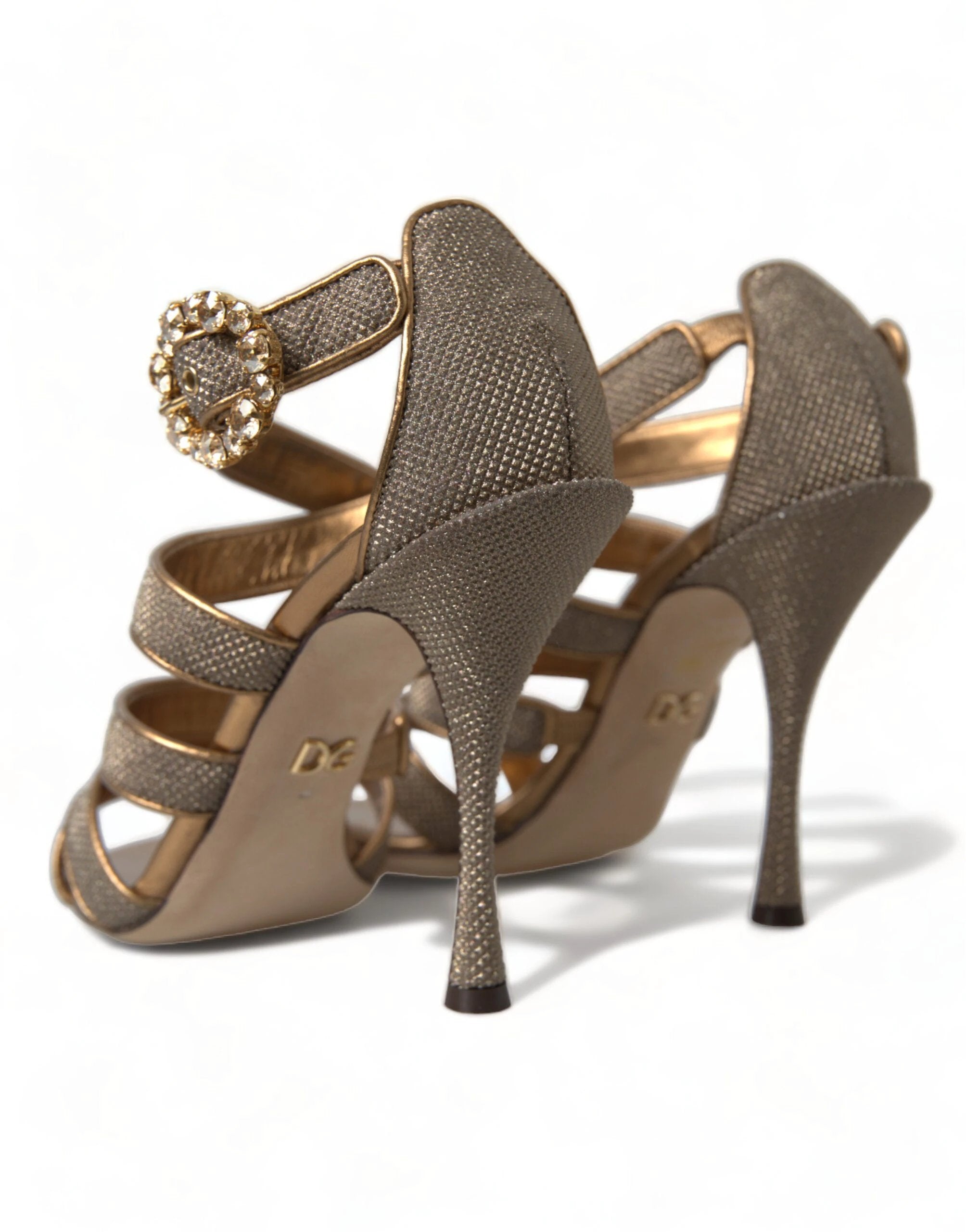Dolce & Gabbana Bronze Crystal Strap Heels Sandals Shoes by Dolce & Gabbana