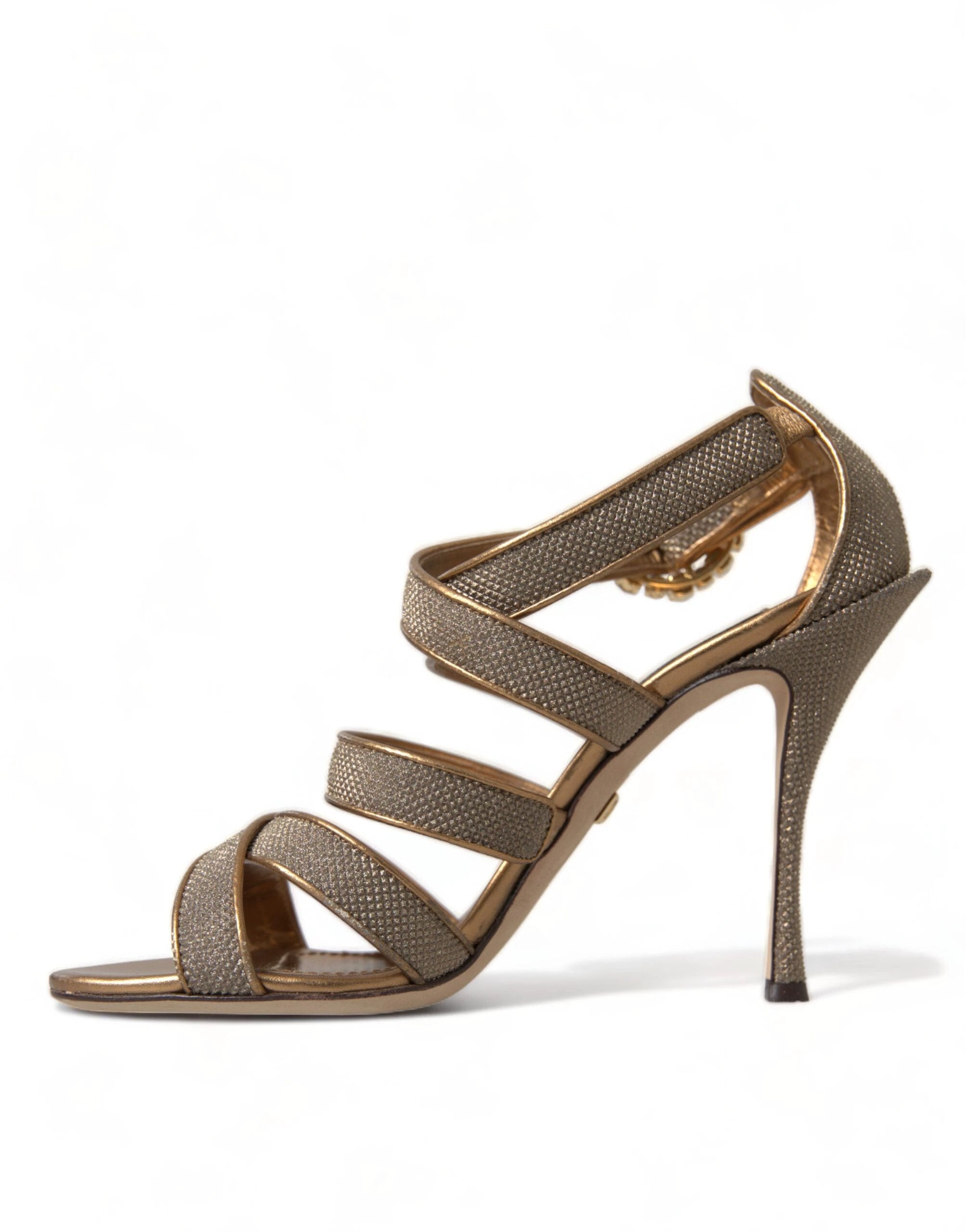 Dolce & Gabbana Bronze Crystal Strap Heels Sandals Shoes by Dolce & Gabbana