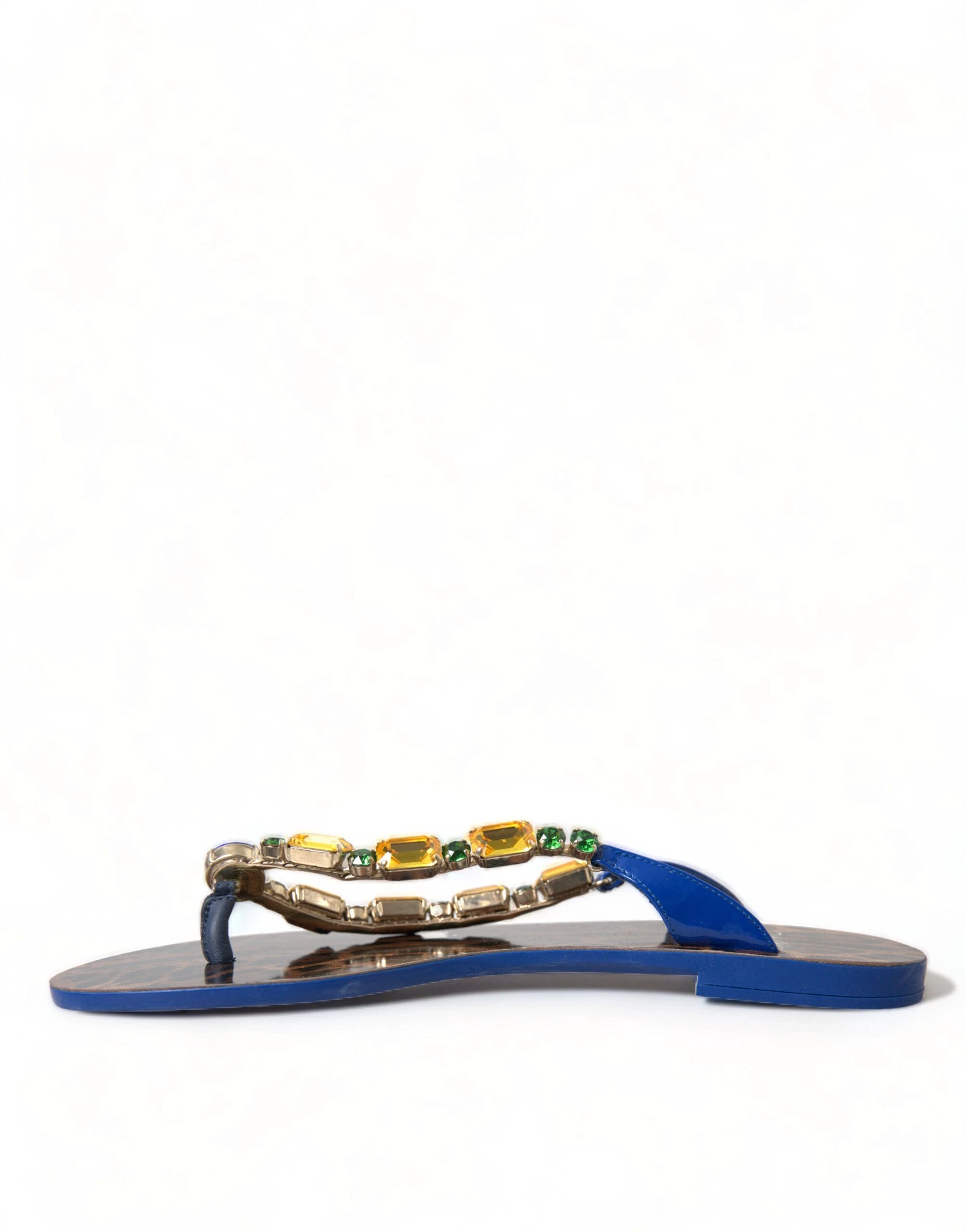 Dolce & Gabbana Blue Crystals Flats Sandals Beachwear Shoes by Dolce & Gabbana