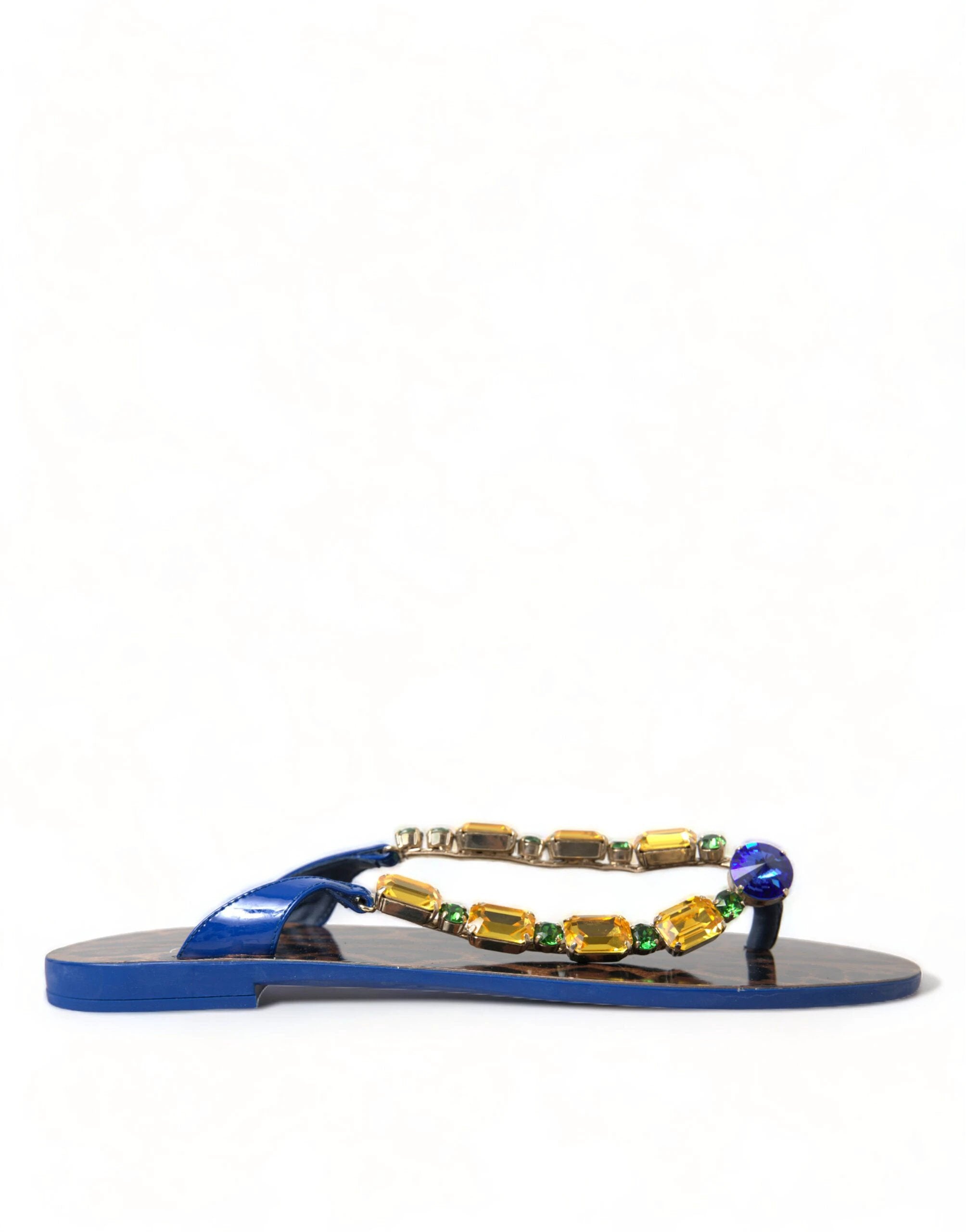 Dolce & Gabbana Blue Crystals Flats Sandals Beachwear Shoes by Dolce & Gabbana