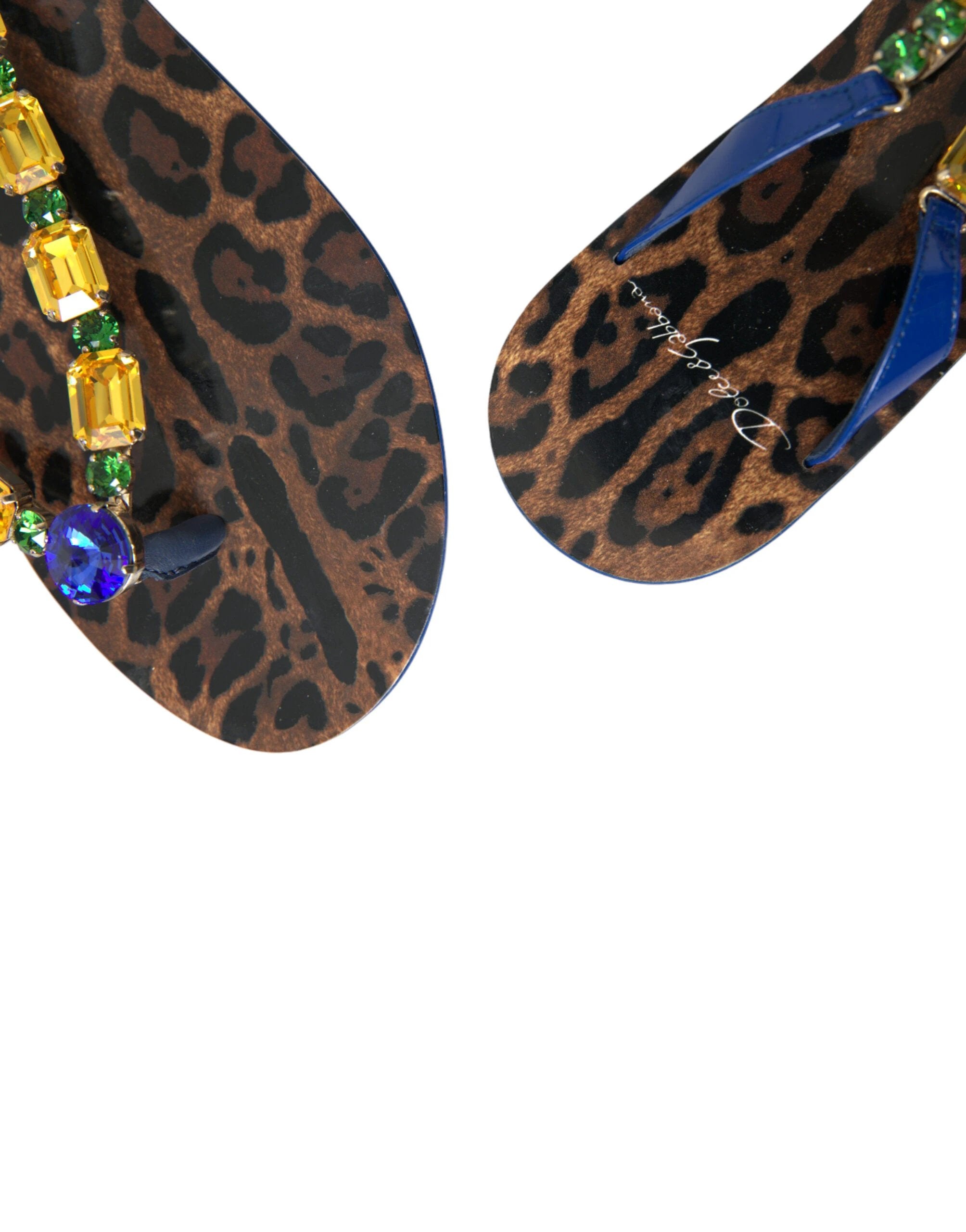 Dolce & Gabbana Blue Crystals Flats Sandals Beachwear Shoes by Dolce & Gabbana