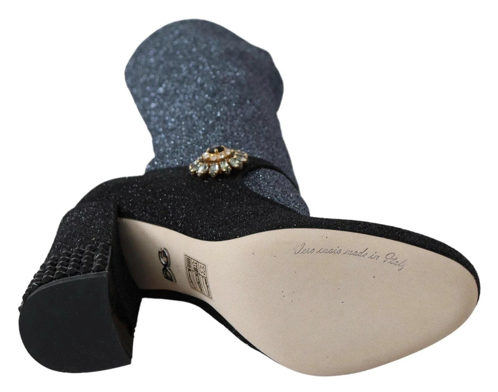 Dolce & Gabbana Black Crystal Mary Janes Booties Shoes by Dolce & Gabbana