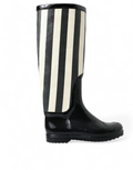 Dolce & Gabbana Black Rubber Knee High Flat Boots Shoes by Dolce & Gabbana