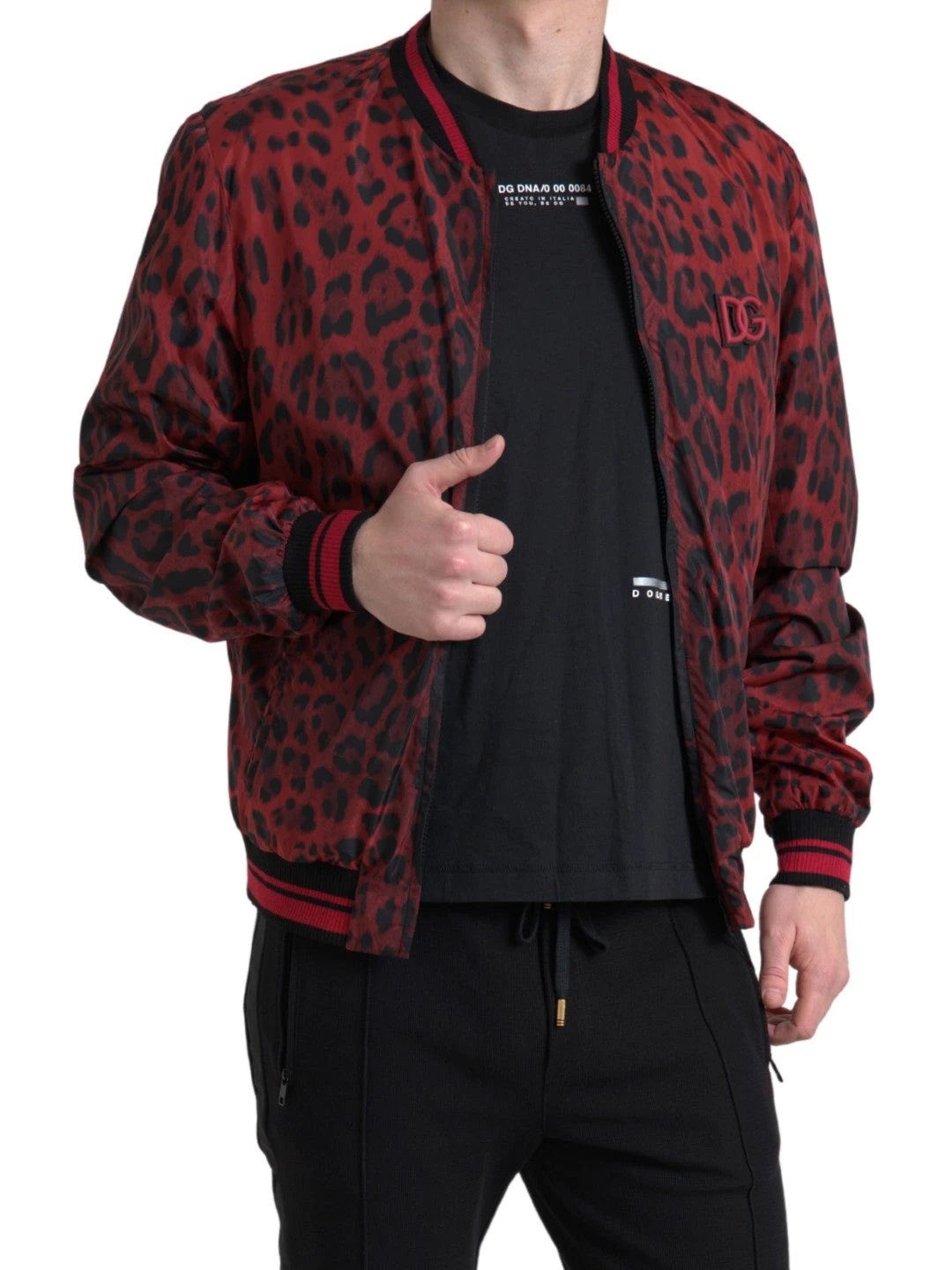 Dolce & Gabbana Red Leopard Bomber Short Coat Jacket by Dolce & Gabbana
