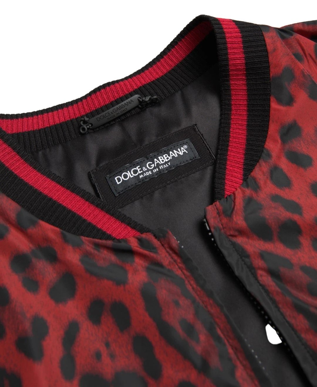 Dolce & Gabbana Red Leopard Bomber Short Coat Jacket by Dolce & Gabbana