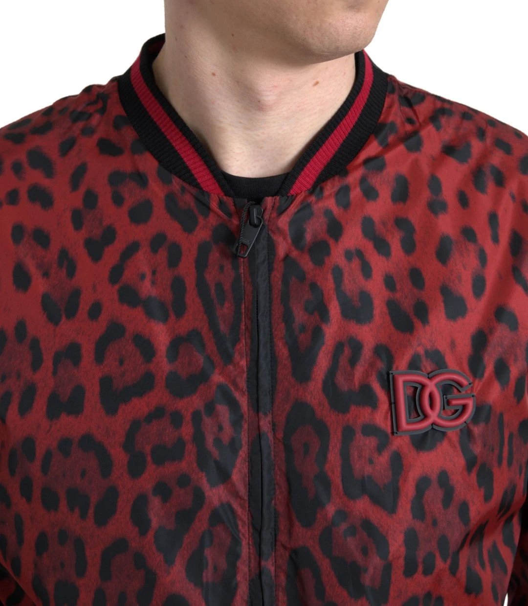 Dolce & Gabbana Red Leopard Bomber Short Coat Jacket by Dolce & Gabbana