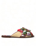 Dolce & Gabbana Multicolor Floral Flats Crystal Sandals Shoes by Dolce & Gabbana