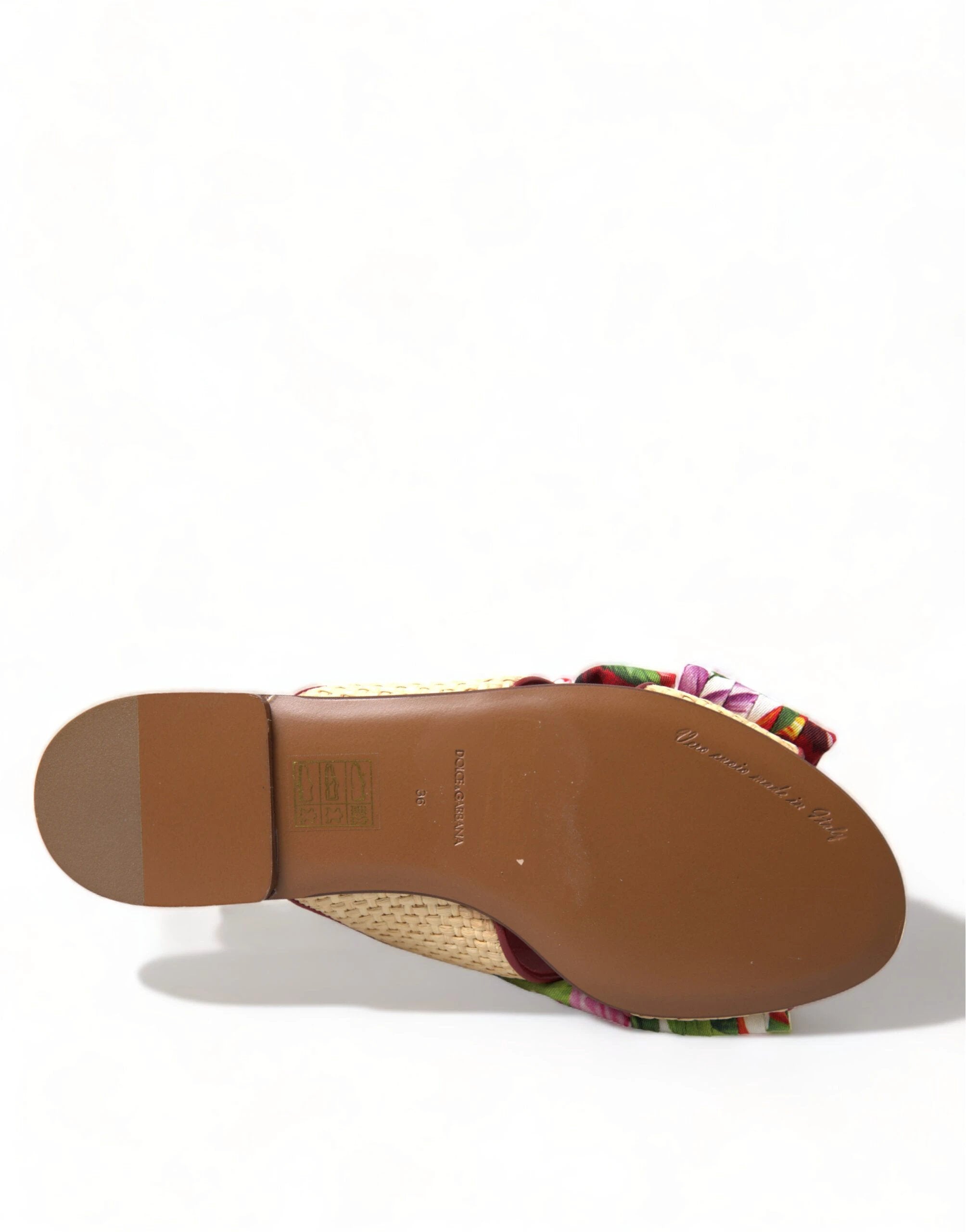 Dolce & Gabbana Multicolor Floral Flats Crystal Sandals Shoes by Dolce & Gabbana