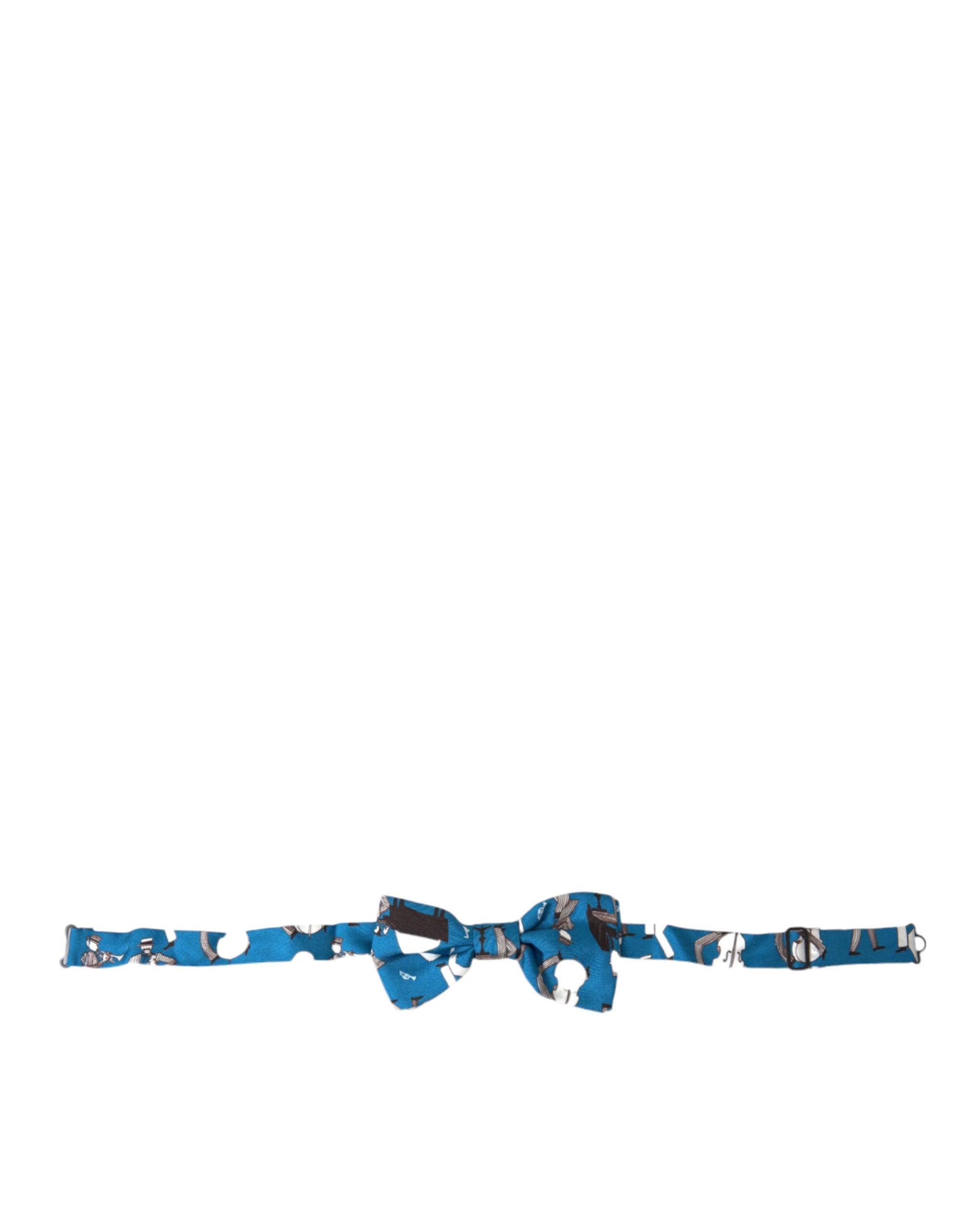 Dolce & Gabbana Blue Jazz Club Silk Adjustable Neck Papillon Bow Tie by Dolce & Gabbana