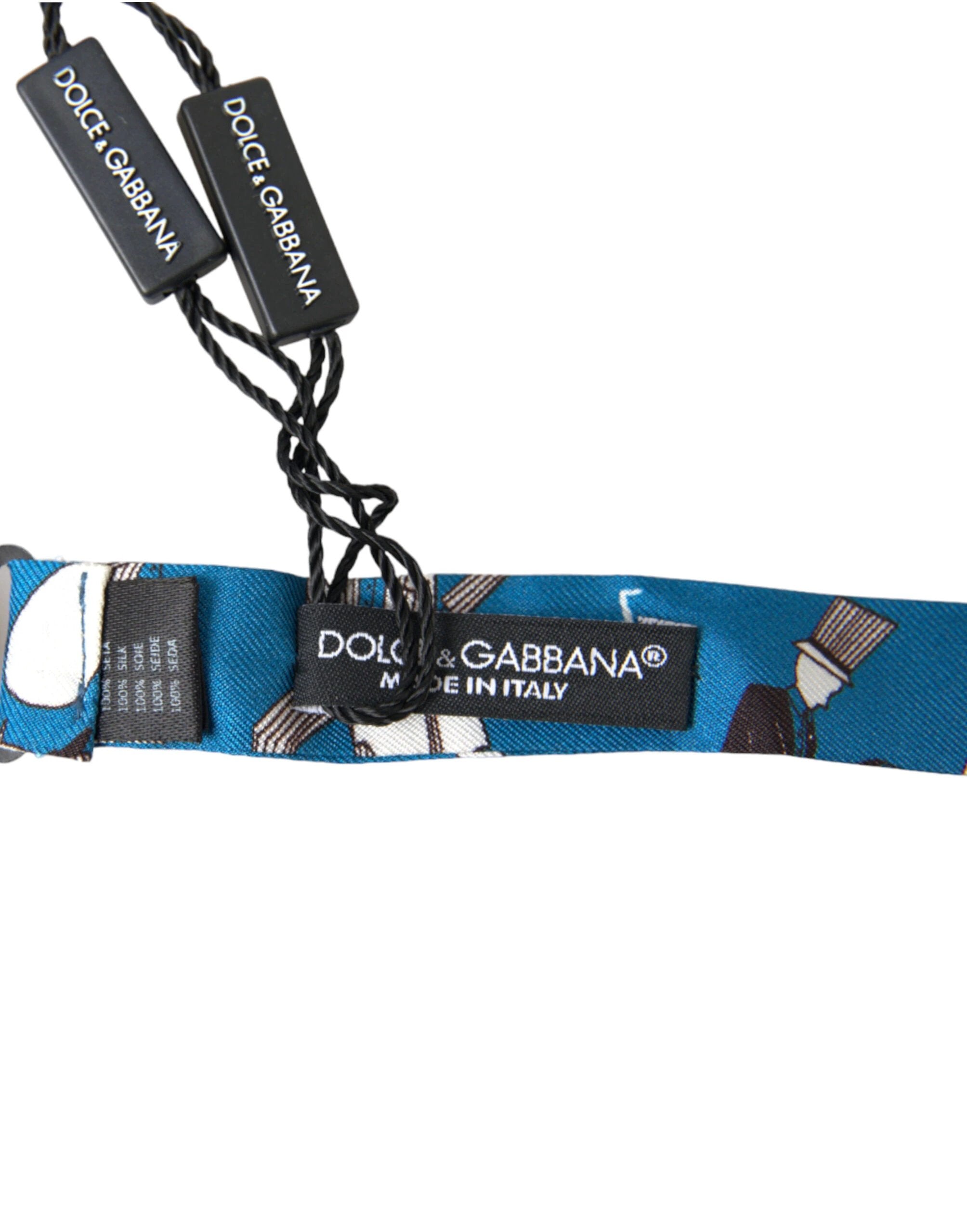 Dolce & Gabbana Blue Jazz Club Silk Adjustable Neck Papillon Bow Tie by Dolce & Gabbana