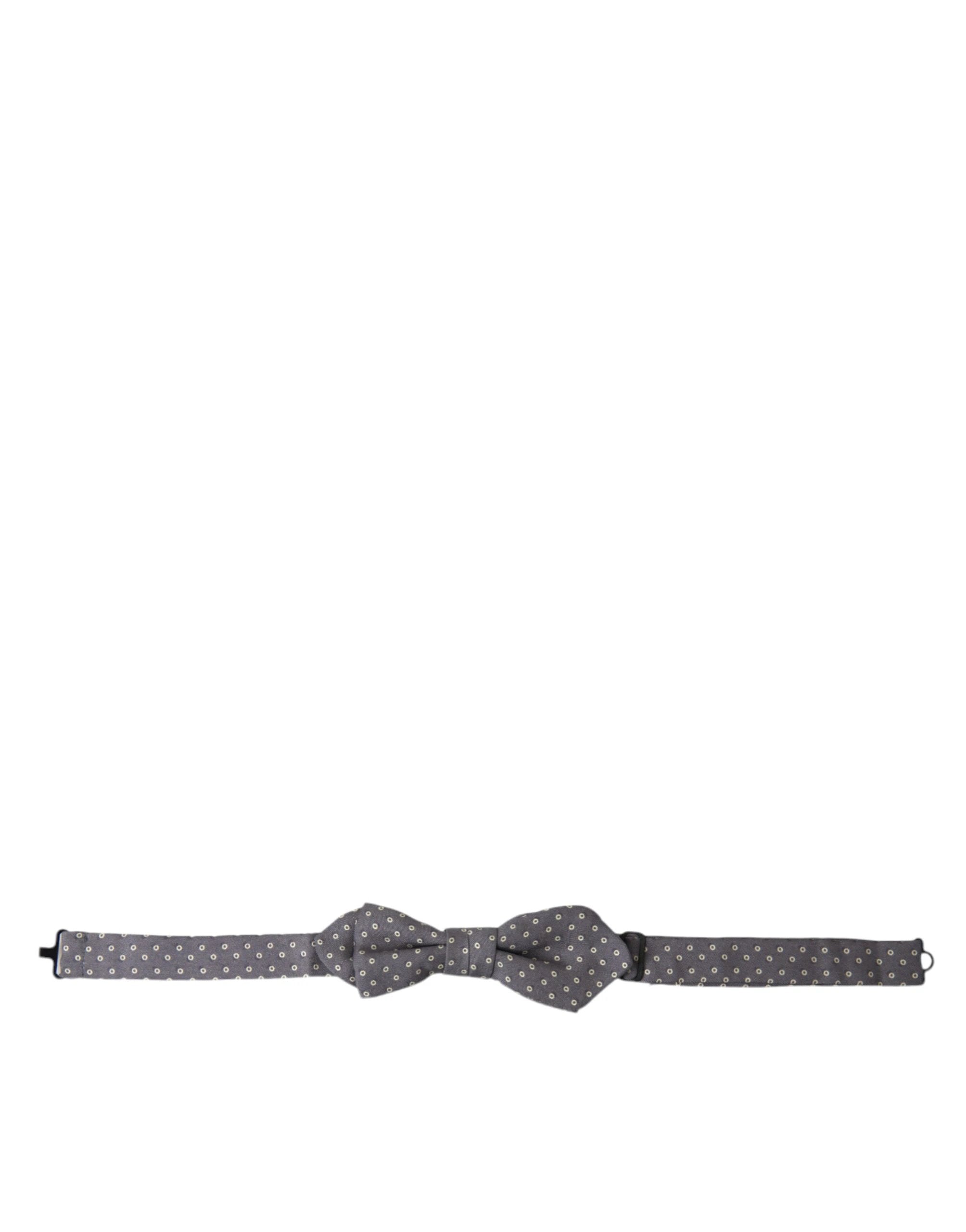 Dolce & Gabbana Gray Polka Dots Silk Adjustable Neck Papillon Bow Tie by Dolce & Gabbana
